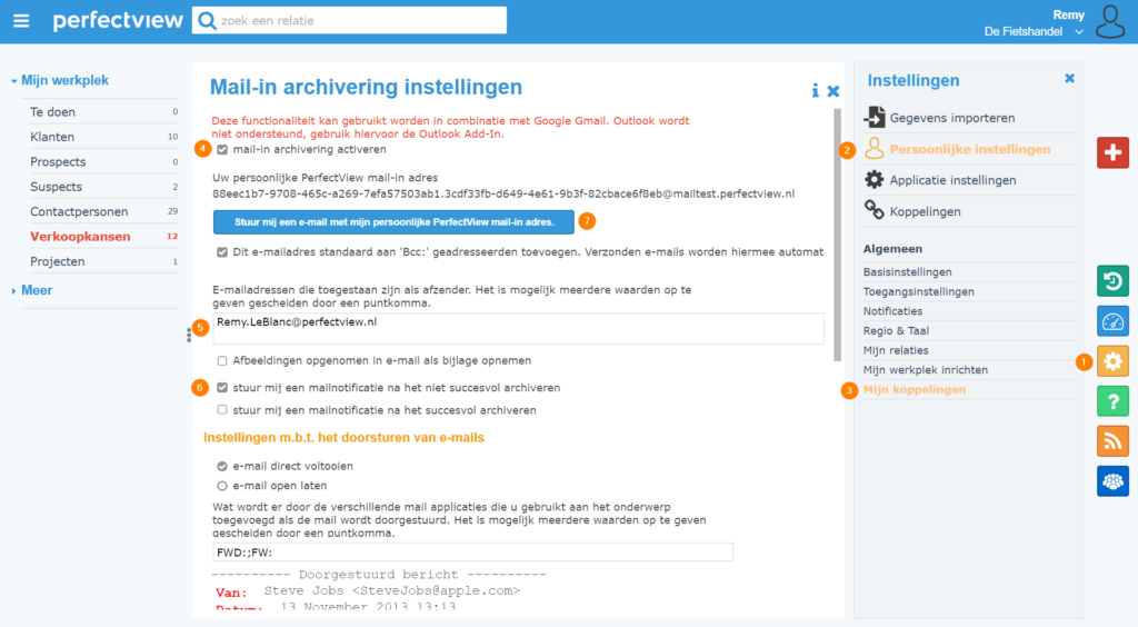 Mail-in archivering PerfectView